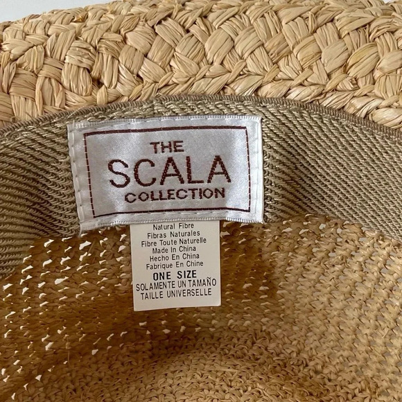 Scala The Collection Hat Woven Straw Raffia Natural/Cream beach poolside vacay - Picture 6 of 9
